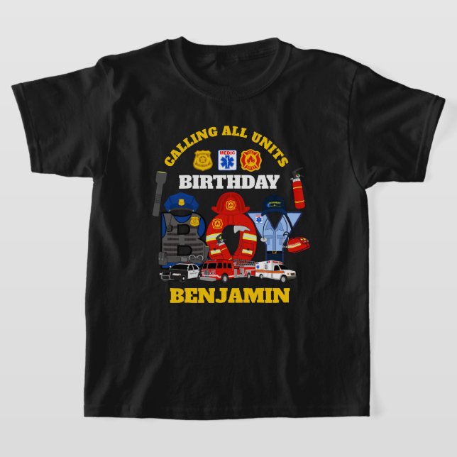 First Responder Birthday Boy | emergency  T-Shirt (Laydown)
