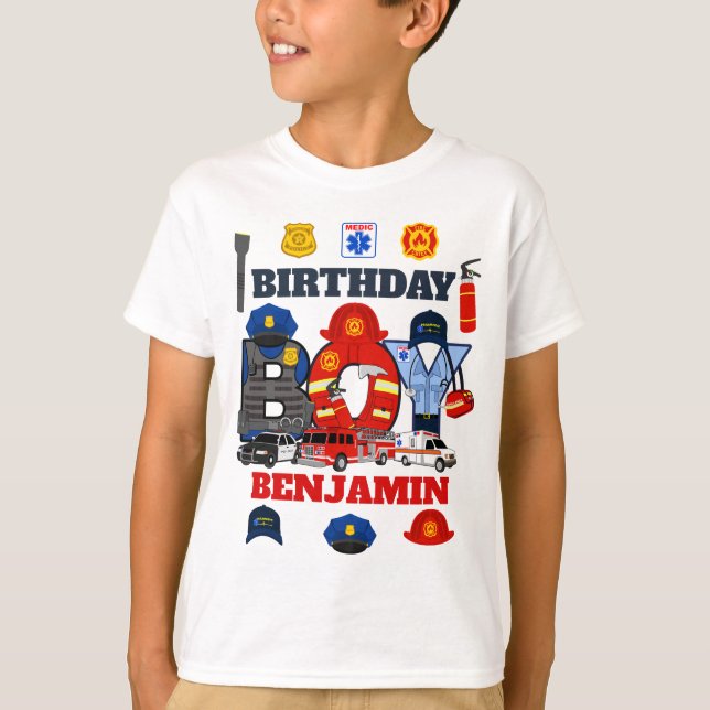 First Responder Birthday Boy emergency T-Shirt (Front)