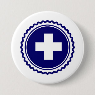 First Responder Blue Health Care Cross Pinback Button