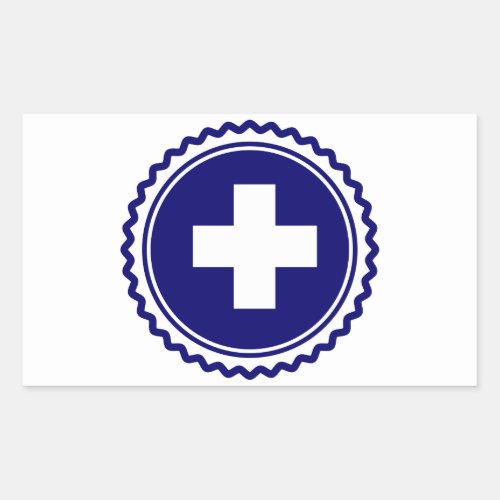First Responder Blue Health Care Cross Rectangular Sticker