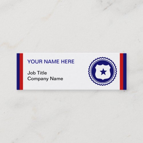 First Responder Blue Police Badge Mini Business Card