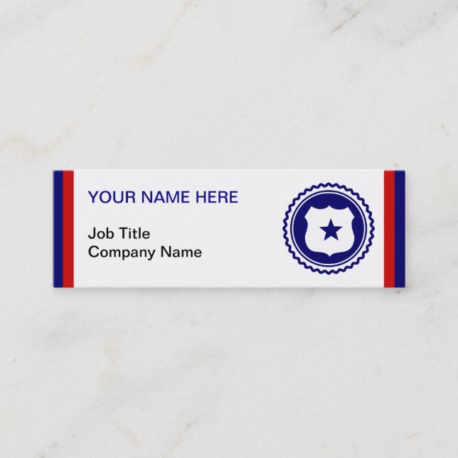 First Responder Blue Police Badge Mini Business Card (Front)