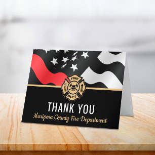 First Responder Fire Department Firefighter Letterpress Thank You Card