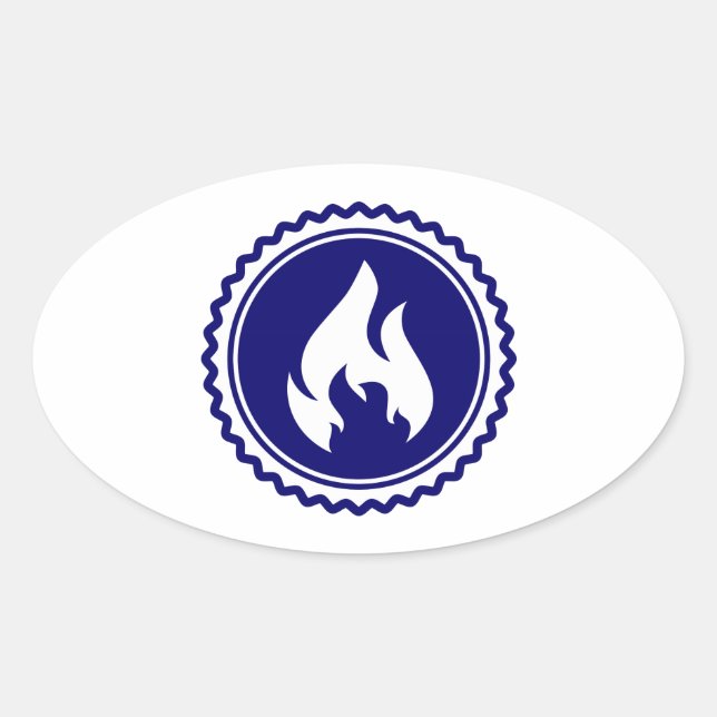 First Responder Firefighter Blue Flame Badge Oval Sticker (Front)
