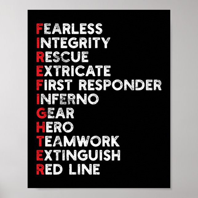 First Responder Firefighter Thin Red Line Poster (Front)