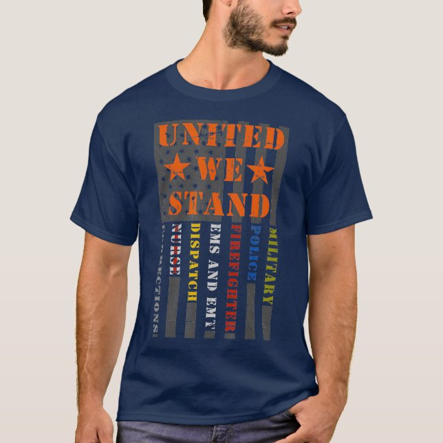 First Responder Hero Flag Military Police Fire T-Shirt (Front)