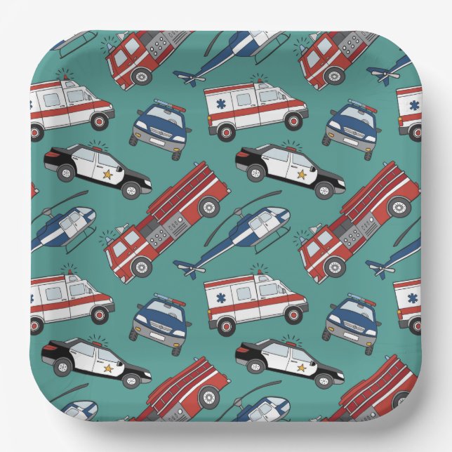 First Responder Paper Plates, Emergency Hero Plates (Front)