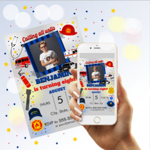First Responder Photo Birthday Invitation