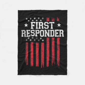 First Responder Proud American Flag Usa Patriot Pa Fleece Blanket