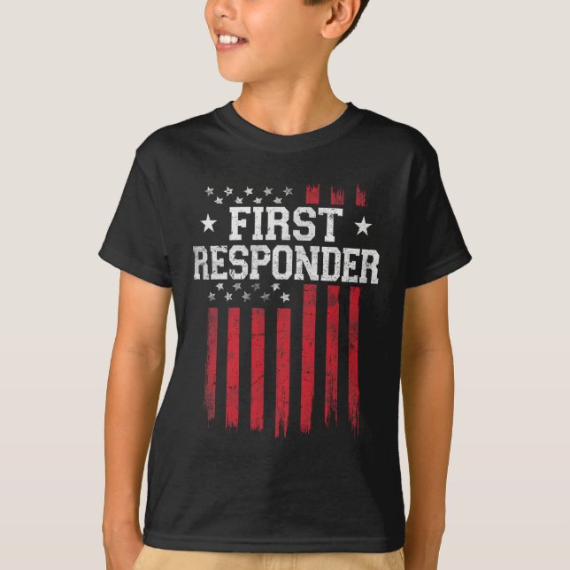 First Responder Proud American Flag Usa Patriot Pa T-Shirt (Front)