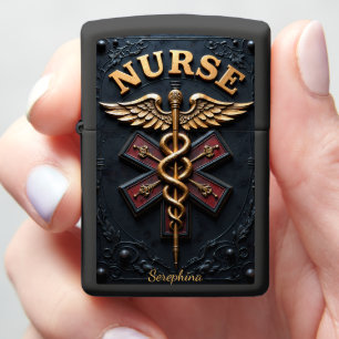First Responder Star Nurse Caduceus Symbol Zippo Lighter