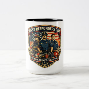 First Responders Day Honor Service Sacrifice Vinta Two-Tone Coffee Mug