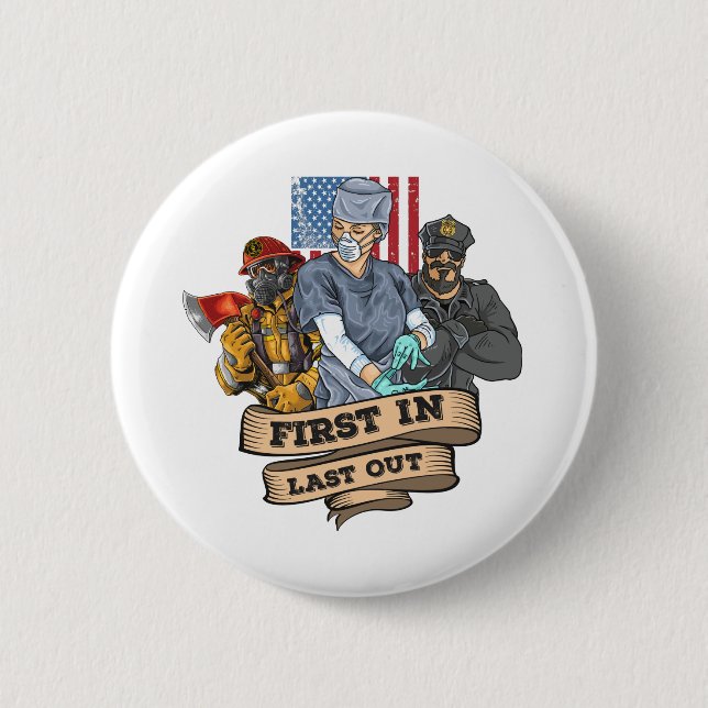 First Responders Day nurse firemen police Button (Front)