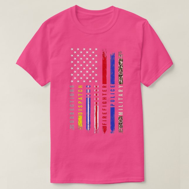 First Responders Hero Flag Nurse EMS Police Fire M T-Shirt (Design Front)
