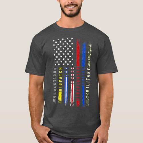 First Responders Hero Flag Nurse EMS Police Fire T_Shirt