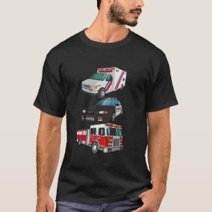 First Responders Police Car Fire Truck Ambulance K T-Shirt