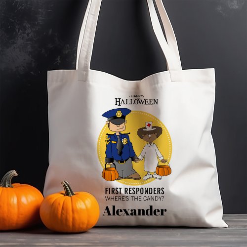 First Responders Policeman Nurse Halloween Tote Bag
