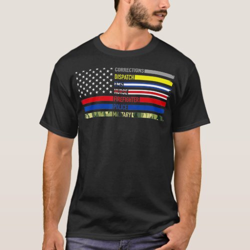 First Responders US Flag Police Fire Military T_Shirt