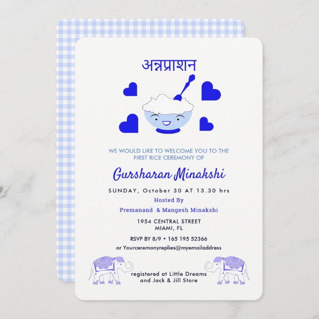 First Rice Annaprashan Ceremony Invitation (Front/Back)