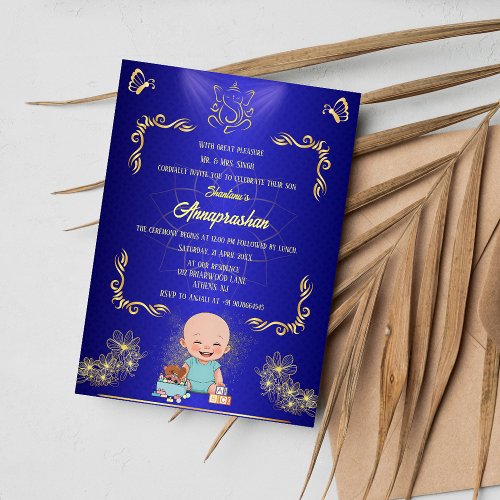 First Rice Annaprashan Indian Baby Image Invitation