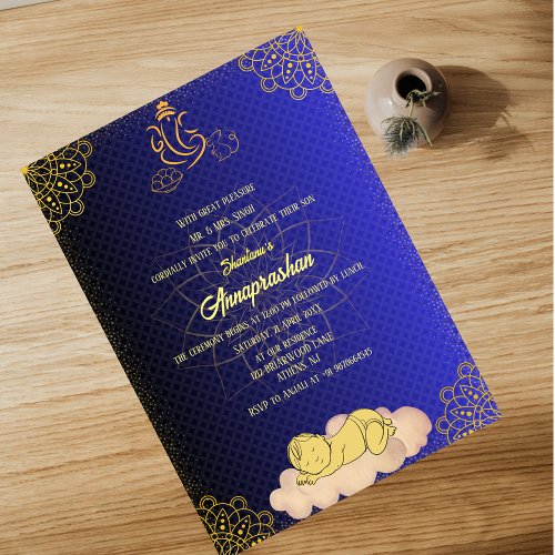 First Rice Annaprashan Indian Baby Image Invitation