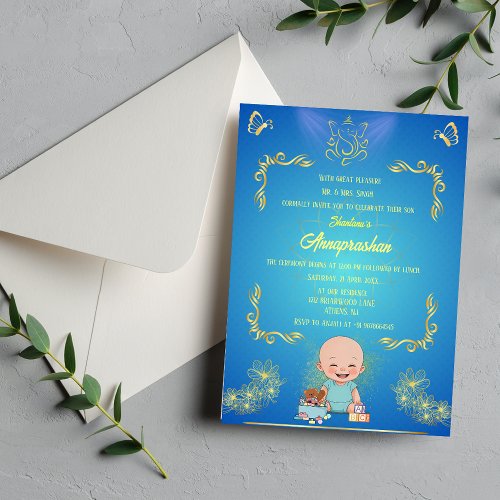 First Rice Annaprashan Indian Baby Image Invitation