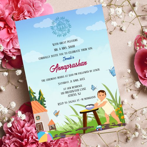 First Rice Annaprashan Indian Baby Invitation