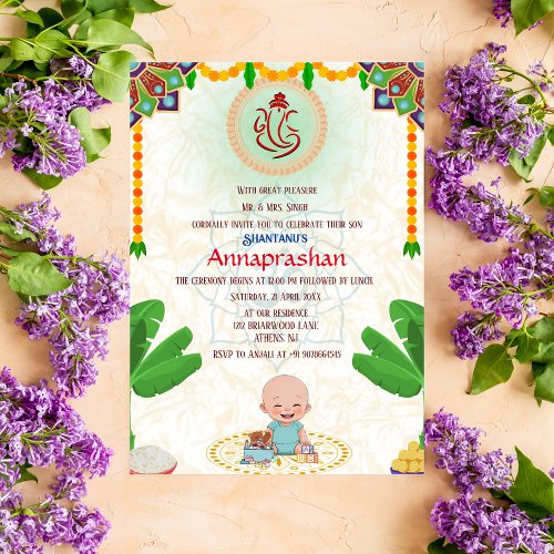 First Rice Annaprashan Indian Baby Invitation