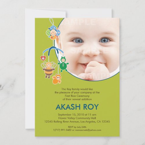 First Rice Ceremony Baby Mobile Invitation