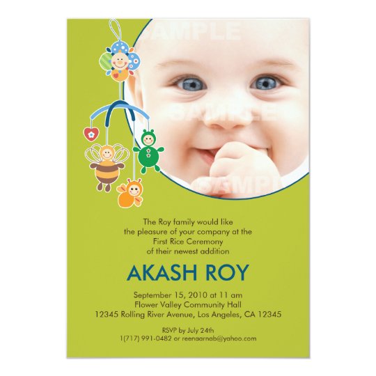 First Rice Ceremony Baby Mobile Invitation Zazzle Com