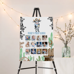 First Rodeo 1st Birthday 12 Month Photo Collage Foam Board