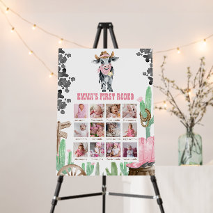 First Rodeo 1st Birthday 12 Month Photo Collage Foam Board
