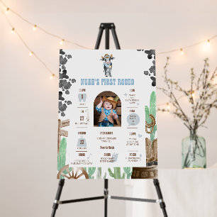 First Rodeo 1st Birthday Baby Cow Milestone Sign 