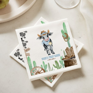 First Rodeo 1st Birthday Baby Cow Napkins