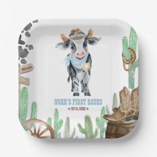 First Rodeo 1st Birthday Baby Cow Paper Plates