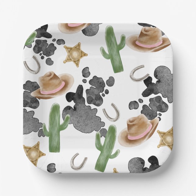 First Rodeo 1st Birthday Baby Cow Paper Plates (Front)