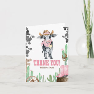 First Rodeo 1st Birthday Baby Cow Thank You Card