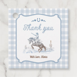 First Rodeo 1st Birthday Blue Western Favor Tags