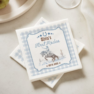 First Rodeo 1st Birthday Blue Western Napkins