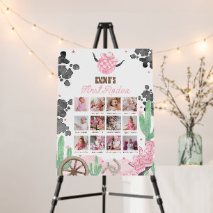 First Rodeo 1st Birthday Boho Wild West Photo Sign