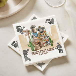 First Rodeo 1st Birthday Cute Animals Wild West Napkins