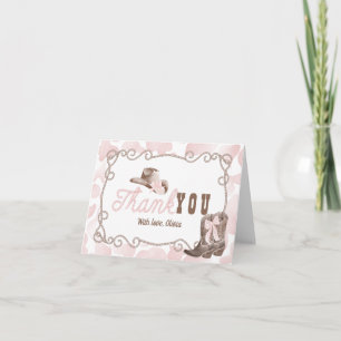 First Rodeo 1st Birthday Dusty Pink Letterpress Thank You Card