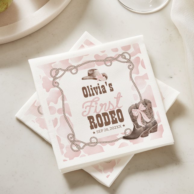 First Rodeo 1st Birthday Dusty Pink Napkins (Creator Uploaded)