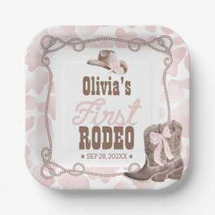 First Rodeo 1st Birthday Dusty Pink Paper Plates