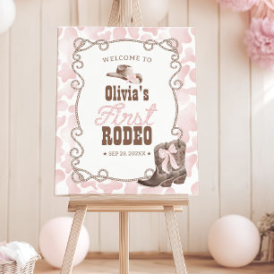 First Rodeo 1st Birthday Dusty Pink Welcome Sign