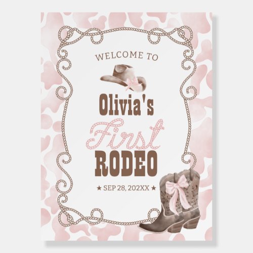 First Rodeo 1st Birthday Dusty Pink Welcome Sign
