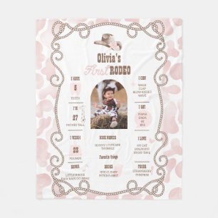 First Rodeo 1st Birthday Milestone Sign Fleece Blanket