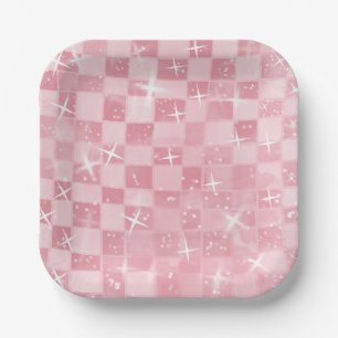 First Rodeo 1st Birthday Pink Boho Disco Pattern Paper Plates
