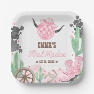 First Rodeo 1st Birthday Pink Boho Wild West Paper Plates