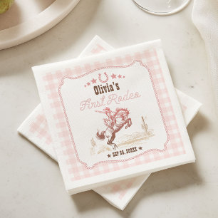 First Rodeo 1st Birthday Pink Western Napkins
